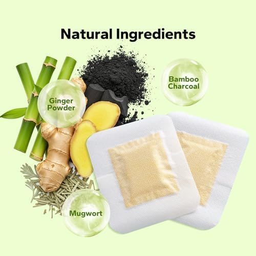 Komoko Deep Cleansing Foot Pads (30 Pcs), Herbal Foot Pads with Ginger Powder, Bamboo Charcoal, Mugwort, Organic Patches for Relaxation, Refreshment, and Daily Feet Care, Great for Travel or Home
