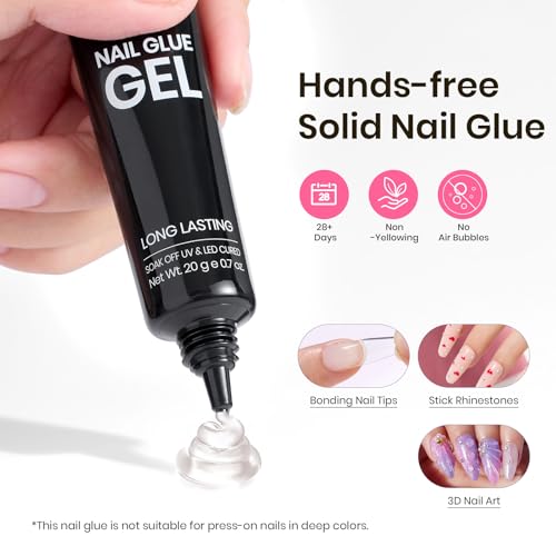 Beetles Tipex Instant Apex Nail Tips Kit, Coffin Long 224Pcs 16 Sizes Pre-Building & Pre-Etched Thicker Acrylic Nails False Nail Extension with Tipex Nail Glue Mini Nail Lamp