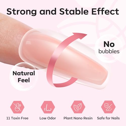 Modelones Poly Nail Gel Kit, 6 Colors Poly Extension Gel Clear Pink White with 48W U V/LED Lamp 3D Nail Charms Builder Slip Solution Complete Toe Manicure Supplies Tools for Starter