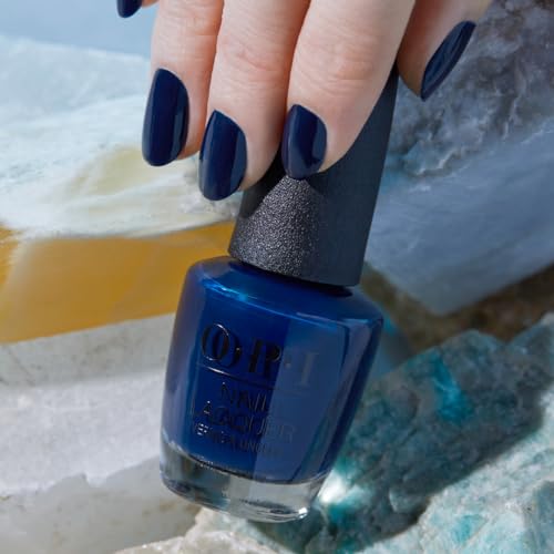 OPI Nail Lacquer Midnight Mantra | Opaque Dark Blue Crème Chip Resistant Nail Polish | Vegan, Fast Drying, Streak Free