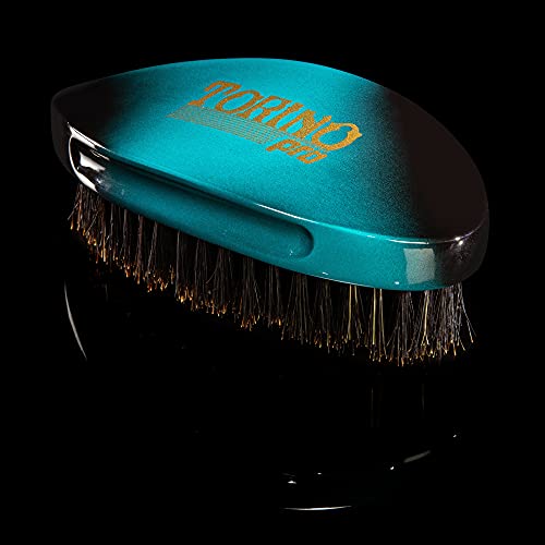 Torino Pro Curve Wave brush #156- Medium 100% Boar Bristle Curved 360 Wave Palm Brush - Great for laying down 360 waves and use before using wave cap or durag - Luxury wave brush for men 360