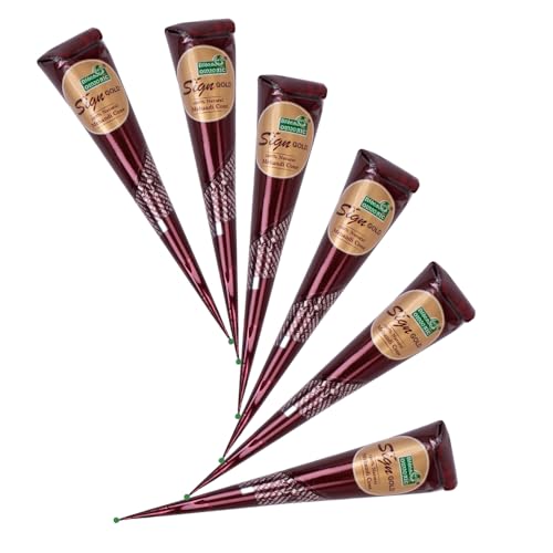 Hiredit 100% Natural Ready to Use Henna Paste Hair Color Hair Dye Cones Reddish Brown Color (Dark Brown, 6 Pack)