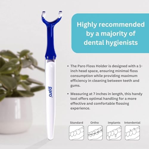 Paro Dental Floss Holder, The Perfect Grip Reusable Flosser Handle for Oral Cleaning, Refillable and Easy to Clean, Works Best with Riser Floss