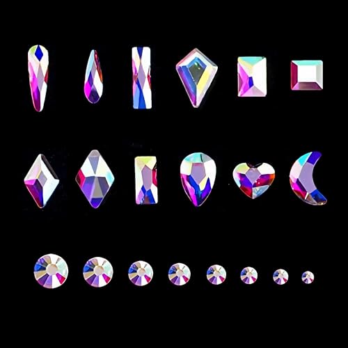 12 Types of 600 Crystal AB Diamonds + 2500 Flat Rhinestones Mix 20 Styles Flatback DIY Crafts Rhinestone Crystals 3D Ornament‌s Flat Back Stones Set + Tweezers + Drill Pen