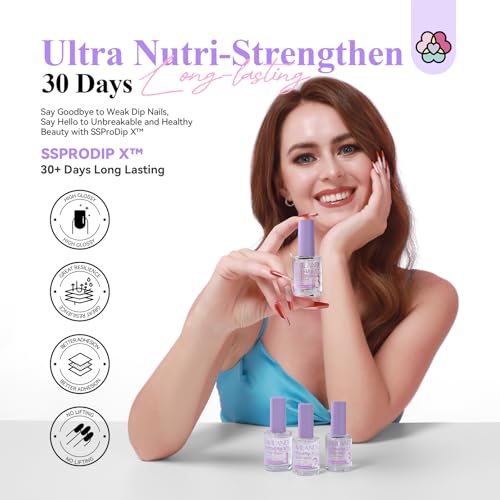 SAVILAND Dip Powder Liquid Set: 15 ml/0.5 Fl.oz Nail Dipping System Essentials for Beginners - Dip Base, Top, Activator, Brush Saver - Strengthen Nails DIY at Home, No Nail Lamp Needed