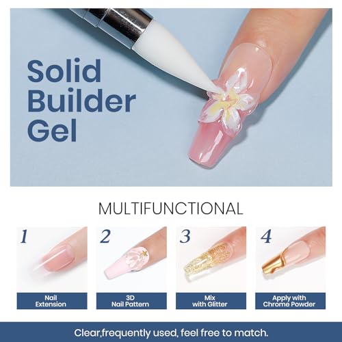 MIZHSE 100g Solid Builder Gel for Nails, Large Capacity Clear 3D Sculpting Gel for Nails, Non-sticky Hand Building Carving Modeling Hard Nail Extension with Silicone 3D Mold Nail Art Salon