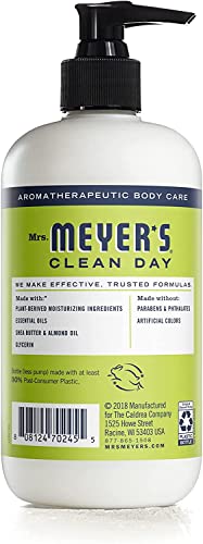 MRS. MEYER'S CLEAN DAY Hand Lotion for Dry Hands, Non-Greasy Moisturizer Made with Essential Oils, Lemon Verbena 12 Fl Oz (Pack of 3)