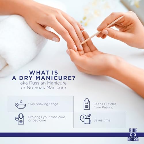 Blue Cross Cuticle Remover Cream for Dry Damaged Cuticles, Moisturizing Cuticle Softener for Nails, Professional Nail Care for Dry Manicures, Brittle Hang Nails, Made in USA, 4oz