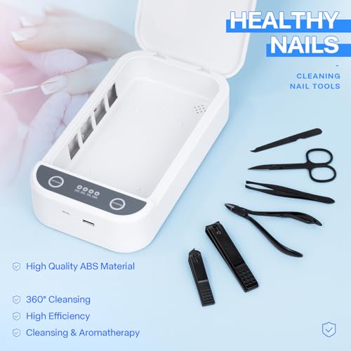 Nail Tool Sterilizer with Blue Light,Portable USB Sterilizer For Nail Tools Nail Cleaning Box Beauty Tool Cleaner Machine for for Nail Salon, Tweezers, Jewelry, Phone, Manicure Tools Cleaning