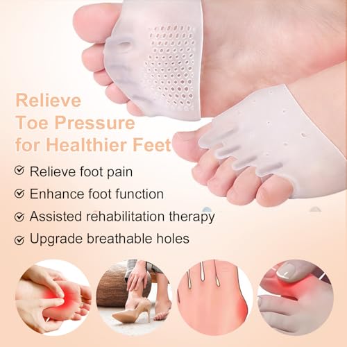 4 Pairs Hyggear Silicone Toe Separators for Women, Toe Separators for Women and Men, Silicone Toe Separators for Women & Men, Realign Crooked Toes.