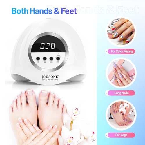 JODSONE U V LED Nail Lamp 320W, Nail Dryer for Gel Polish, Gel Nail Lamp with 72 Light Beads, Led Nail Light for Nails with Automatic Sensor & 4 Timers