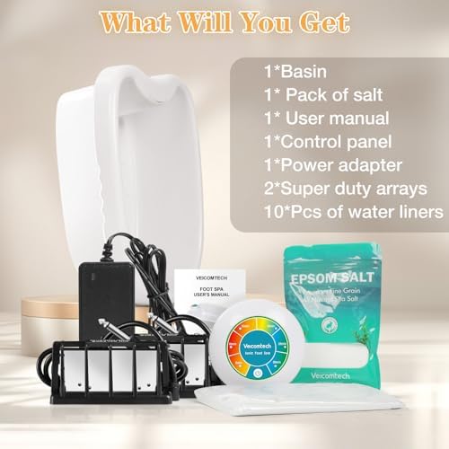 Ionic Foot Bath Detox Machine, Feet Detox Machine for Home Use Salon, an Ionic Foot Spa at Home with 2 Super Duty Arrays,Epsom Salt, 10 Basin Liners (Colorful)