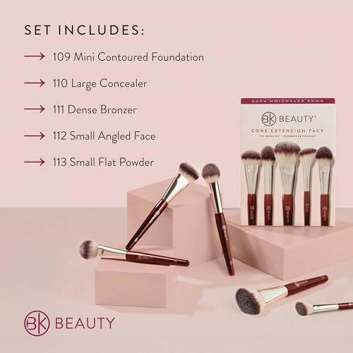 BK BEAUTY - CORE LINE EXTENSION FACE SET (5PC) - Professional Makeup Brush Set for Liquid, Cream & Powder | Premium Makeup Brushes for Flawless Application