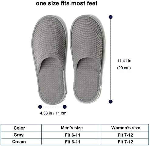 SPA Guest Slippers, 6/12 Pairs Reusable Washable Unisex Spa Slippers for Hotel Bedroom Wedding Party Travel