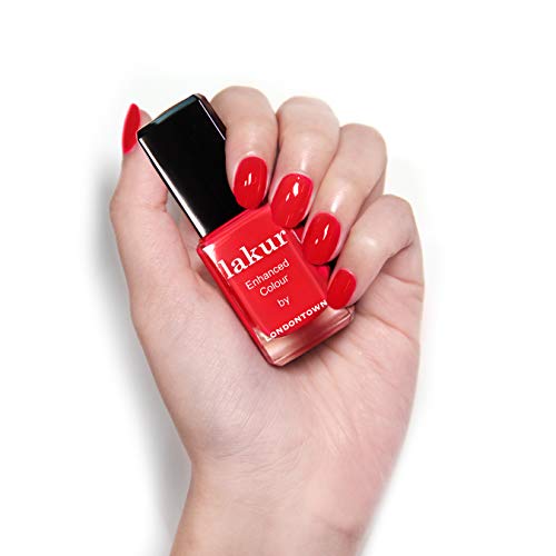 LONDONTOWN lakur Nail Polish - Chip-Resistant, Non-Toxic, Conditions & Hydrates Nails Glossy Vibrant Red, Londoner Love, .40 fl oz