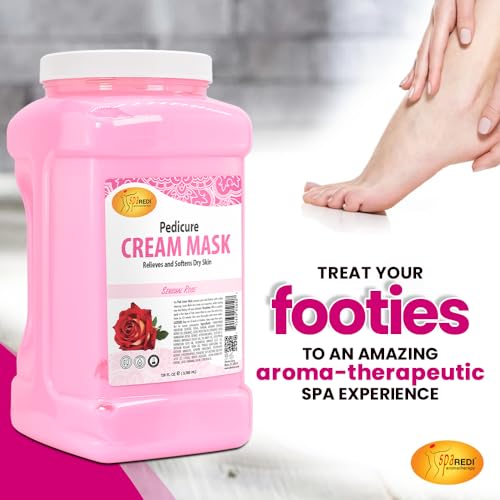 SPA REDI - Body and Foot Cream Mask, Sensual Rose, 128 Oz - Pedicure Massage for Tired Feet and Body, Hydrating, Fresh Skin - Infused with Hyaluronic Acid, Amino Acids, Panthenol, Comfrey Extract