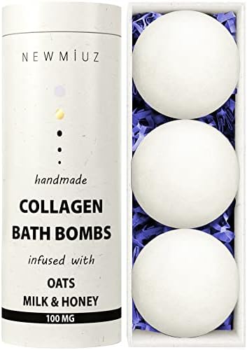 Creamy Collagen Bubble Bath Bombs with Oatmeal Milk Honey Essential Oils Luxurious Bath Gift Dry Skin Nourishment Indulge in A Blissful Bathing Spa