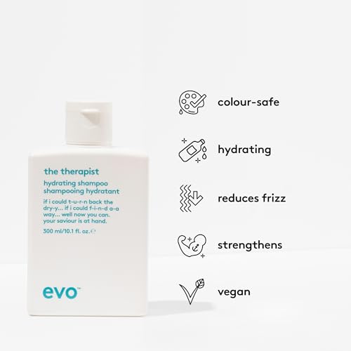 EVO The Therapist Hydrating Shampoo - Hydrates, Strengthen and Softens Whilst Improving Shine - Protects Colour Treated Hair, Helps to Detangle