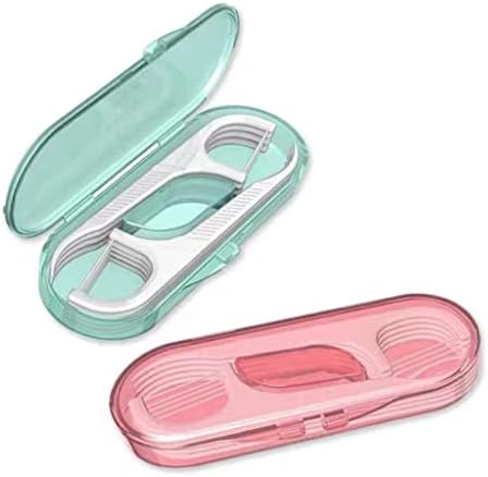 Holy Rose Dental Floss Dispenser 2 Box, Floss Picks Micro Portable Case 2 Boxs,with Adults Floss Sticks 196 Count,Flossers Toothpicks Sealed Storage Perfect forFamily,Hotel,Travel for Clean Teeth.