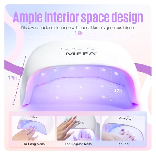 MEFA 72W White UV Nail Lamp with Gel Base and Top Coat, UV Light for Nails with 3 Timers, 21pcs Lamp Beads , Light with Gel Top Coat for Women Home Salon