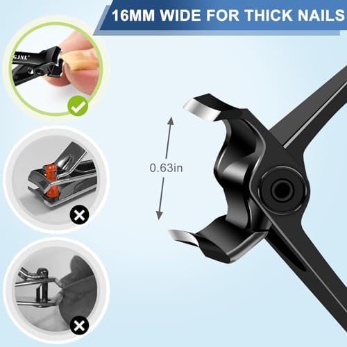 Toenail Clippers for Seniors Thick Toenails, Wide Jaw Toe Nail Clippers and Angled Head Toenail Clippers for Thick Toenails, Professional German Nail Clippers for Men Novelty Gifts, Women&Pregnant
