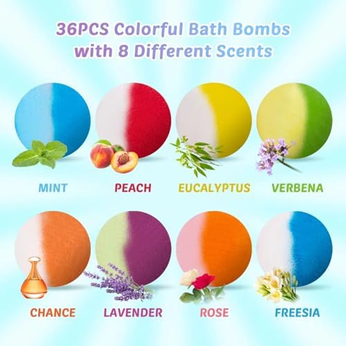 Bath Bombs for Kids with Toy Inside, 36 Pcs Bath Bombs with Glow in The Dark Dinosuar, Animal and Ocean Surprise Inside, Handmade Organic Bubble Bath Ball Gift Set for Birthday, Easter, Christmas