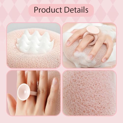 Super Soft Sunflower Suction Cup Bath Ball, 2025 Upgraded 2-in-1 Sunflower Bath Ball, Exfoliating Shower Sponge Cleaning Brush with Suction Cup Shower Sponges for Women Men (Apricot+Green)