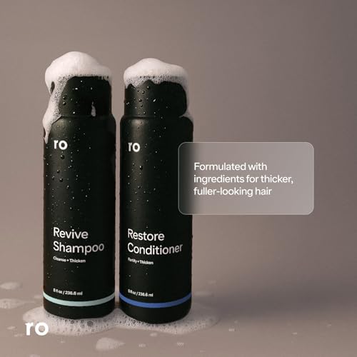 Roman Men's Revive Shampoo & Restore Conditioner Duo | Exfoliates, Clarifies, Fortifies & Moisturizes for Thicker Looking Hair, Made Without Sulfates, Parabens, or Phthalates | 8 fl oz (Pack of 2)