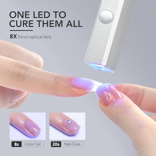 GAOY Cordless Nail Lamp with Stand, Mini Handheld UV Light with LCD Display for Gel Nails, Rechargeable USB Nail Dryer for Fast Curing, Silver