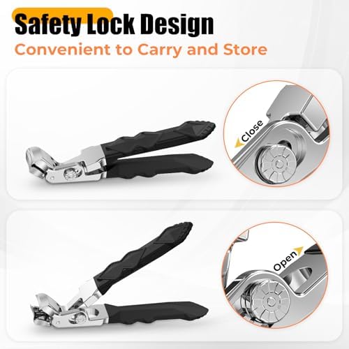 Toenail Clippers for Seniors Thick Toenails, Slanted Curved Ingrown Toe Nail Clippers for Men Angled Head Large Toe Nail Clippers with Catcher Wide Opening Thick Nails Nail Cutter Gifts for Men Women