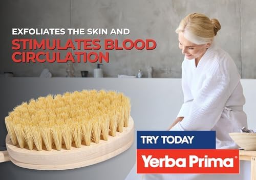 Yerba Prima Tampico Skin Brush (Pack of 2) - Natural Vegetable Fiber Bristles for Dry Skin Brushing