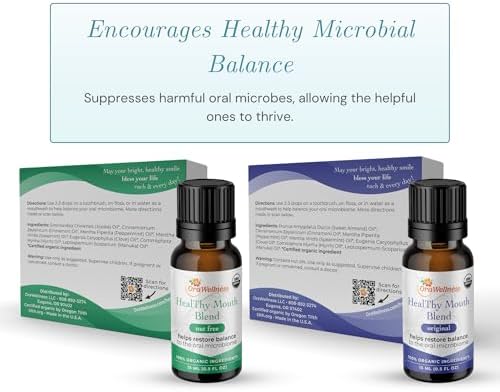 Nut Free Healthy Mouth Blend Organic Tooth Oil, Made in The USA Fluoride Free Toothpaste & Mouthwash Alternative, Natural Rinse for Healthy Teeth & Gums for Women, Men and Kids, Pack of 3
