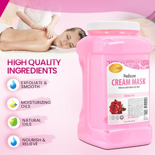 SPA REDI - Body and Foot Cream Mask, Sensual Rose, 128 Oz - Pedicure Massage for Tired Feet and Body, Hydrating, Fresh Skin - Infused with Hyaluronic Acid, Amino Acids, Panthenol, Comfrey Extract