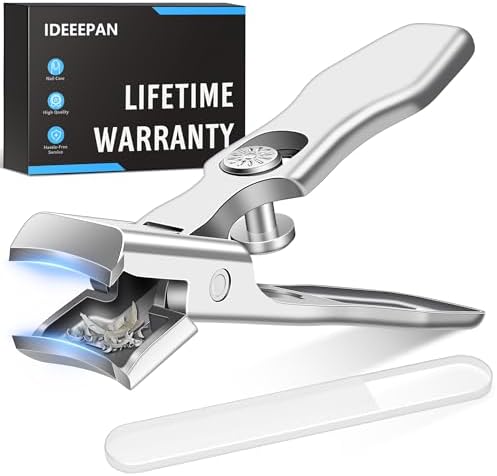 Nail Clippers for Seniors Thick Nails - Sharp Heavy Duty Large Wide Jaw Fingernail and Toenail Clippers with Catcher, for Adults, Men & Women (Silver)