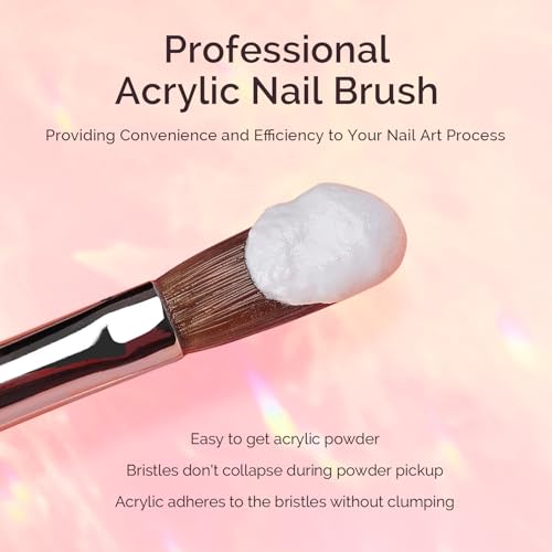MelodySusie Kolinsky Acrylic Nail Brush,66% Kolinsky Hair Professional Nail Art Brush for Acrylic Application, Aurora Collection Fine Glitter Brush, Size 8