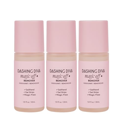 Dashing Diva Magic Off+ Remover, 3 Pack - Press-On Nail Remover with Niacinamide and Castor Oil - Contains 3