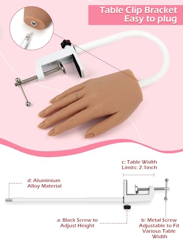 LIONVISON Practice Hand for Acrylic Nails, Silicone Nail Hand Practice, Flexible Fingers Fake Training Hand False Mannequin Hands for Nail Practice, Hand Model Kit for Nail Supplies Manicure Beginners