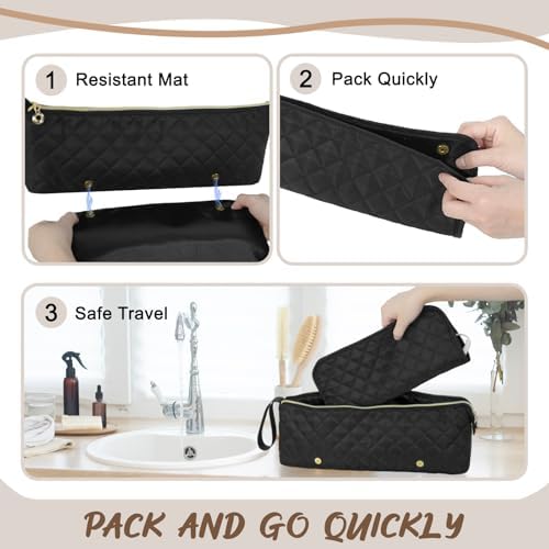 Hair Tools Travel Bag with Heat Resistant Mat, Hair Tool Organizer Bag, Hot Tools Organizer Bag for Curling Iron, Flat Iron, Straighteners, Hair Accessories Organizer Bag, Travel Essentials for Women