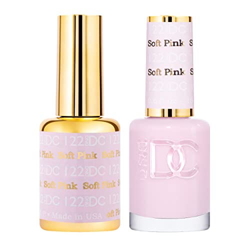 DND DC Gel Polish Set, Pink Collection, UV/LED Gel Polish and Air Dry Nail Lacquer, Matching Chip-Free Polish Duo, 122 Soft Pink, 0.5 Fl Oz