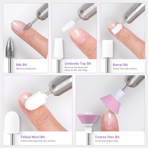 MelodySusie 21pcs Nail Drill Bit Set with Portable Holder Case, 3/32'' Ceramic Diamond Carbide Acrylic Gel Nail Art Tool Kit, Cuticle Remover Bit for Acrylic Dip Powder, Manicure Pedicure, Salon Home