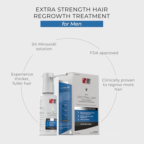 DS Labs Spectral.UHP 5% Minoxidil Hair Density Serum for Men - Extra Strength Topical Formula for Thicker-Looking Hair, Targets Thinning at the Crown Area, With Nanosome Technology, 60mL