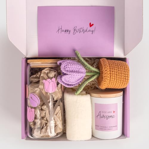 Birthday Gifts for Women, Self Care Gifts Get Well Soon Gifts, Gift Basket for Women, Teen Girls Gifts, Care Package Tulip Basket for Her, Mom, Sister, Best Friend, Wife, Girlfriend, Coworker
