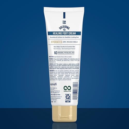 Gold Bond Healing Foot Cream, 4 oz. (Pack of 4), With Aloe, Nourishes & Softens For Healthier Looking Feet