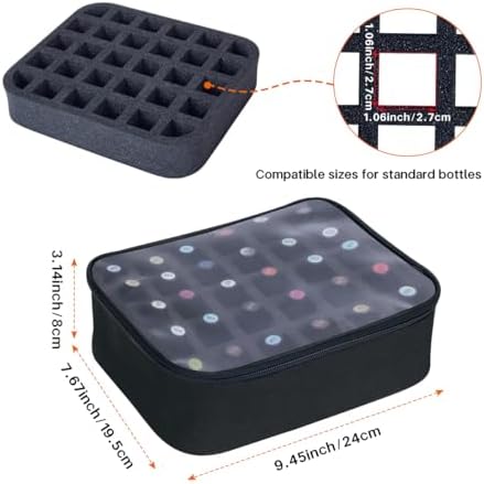 Small Clear Nail Polish Organizer Holds 30 bottles(15ml-0.5fl.oz) Nail Polish Case Multifunctional Nail Polish Bag organizer, Cosmetic Travel Makeup Cases for Women Black
