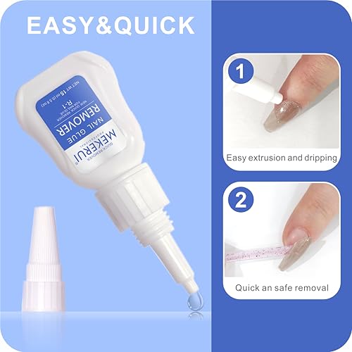 Nail Glue & Remover Kit - 30+ Days Long-Lasting Gel, No UV Light Needed, Dropper-Type Quick Removal (G1 & R1 Professional Bundle)
