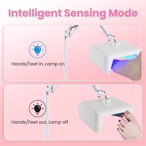 UV Foot Lamp, 78W Hanging Pedicure Lamp, Cordless UV Lihgt for Feet, LED Nail Light on an Arm, Wireless Gel Nail Polish Curing Floor Light for Nails (Whole Floor Lamp)