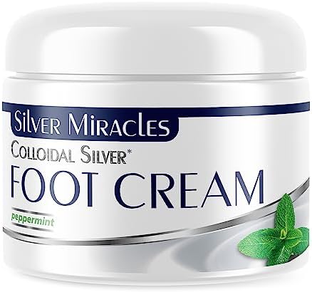 Silver Miracles Colloidal Silver Foot Cream - Peppermint Scent - Soothe, Cool, and moisturize - 2oz