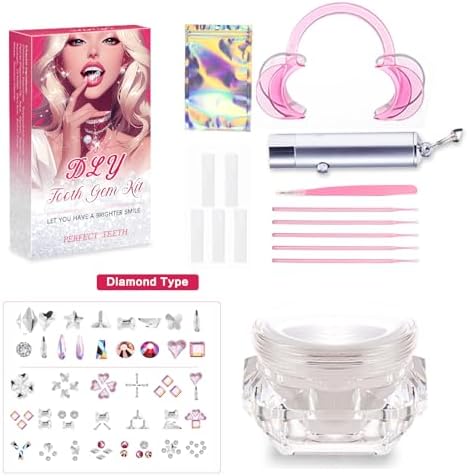 Fiorland DIY Tooth Jewelry Kit – 2025 New Sparkling Crystal Gems Starter Set for Teeth Decoration, Easy at-Home Smile Bling Accessory Kit
