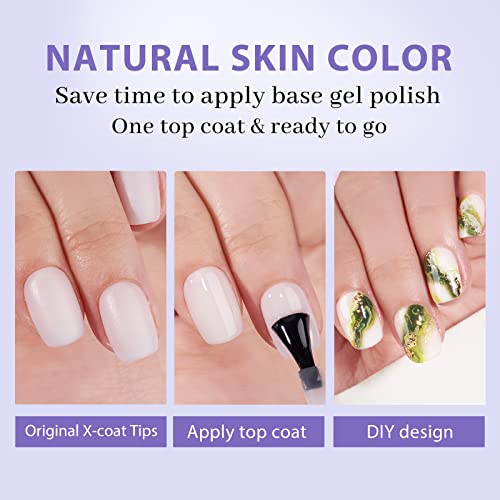 BTArtboxnails XS Short Square Gel Nail Tips - Pre Colored Milky White Soft Gel Nail Tips, Milky White Press on Nails, Natural XCOATTIPS Pre Applied Tip Primer