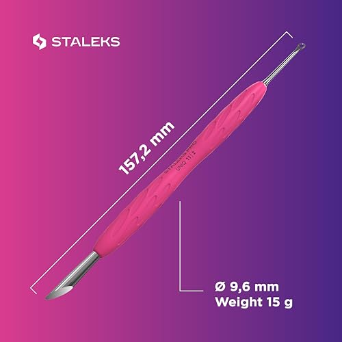 STALEKS UNIQ PQ-11/2 Double Manicure Instrument with Silicone Grip (Ring + Hoof Sticks)